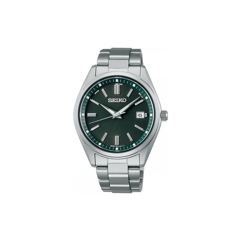 SEIKO Antimagnetic Steel Strap 100m Waterproof Green Disk Men s Quartz Watch SBTM319 синий