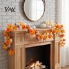 Silk Flower Rattan 180cm Artificial Vine Hanging Door Wreath with Pumpkins Berries Maple Leaves, Halloween Home Decor Garland for Autumn Harvest