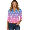 Women's T Shirt Christmas Print Button 3/4 Sleeve Daily Weekend Fashion Basic V- Neck Regular Top