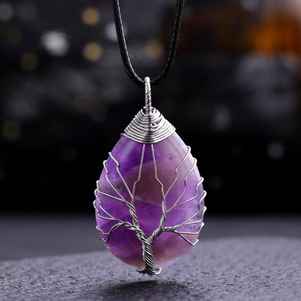 Waterdrop Life Tree Keychain Handmade Wire Wrapped Keychain Personalized Jewelry for Men Couple Family Keychain Pendant