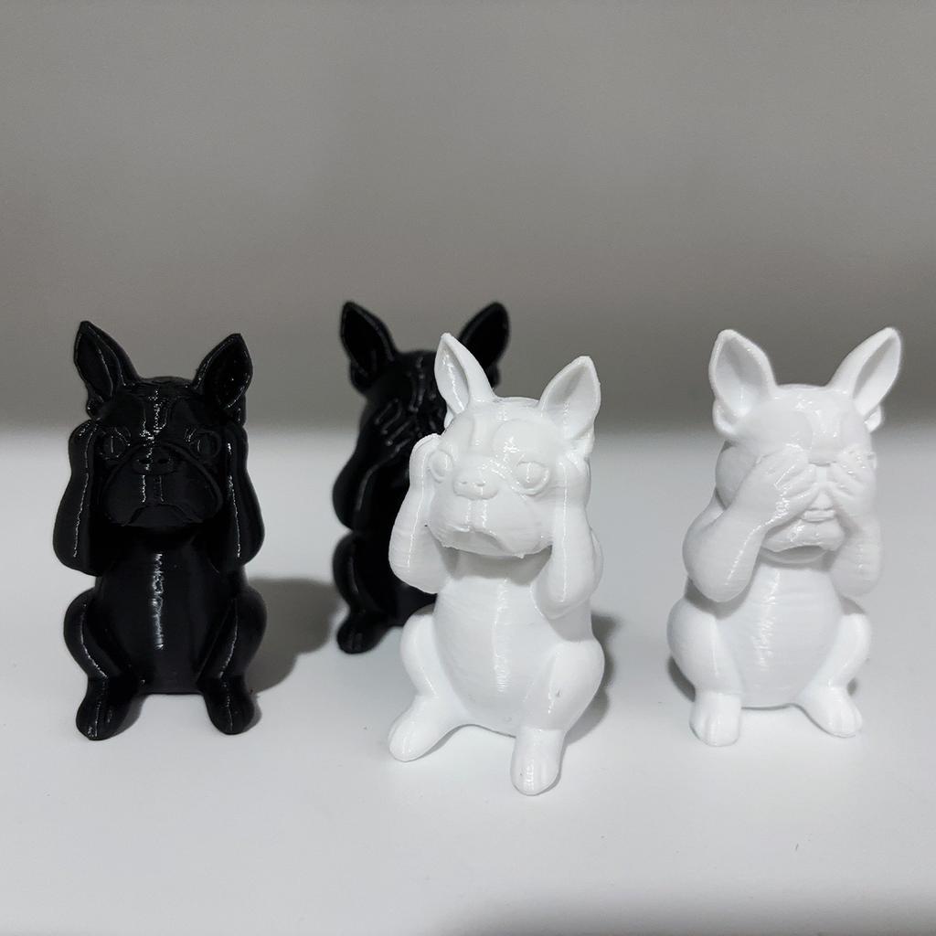 French Bulldog Statue Ornament, Listen, Look, Speak Wisdom Puppy Statue, Perfect Gift for Smart and Satirical Dog Lovers