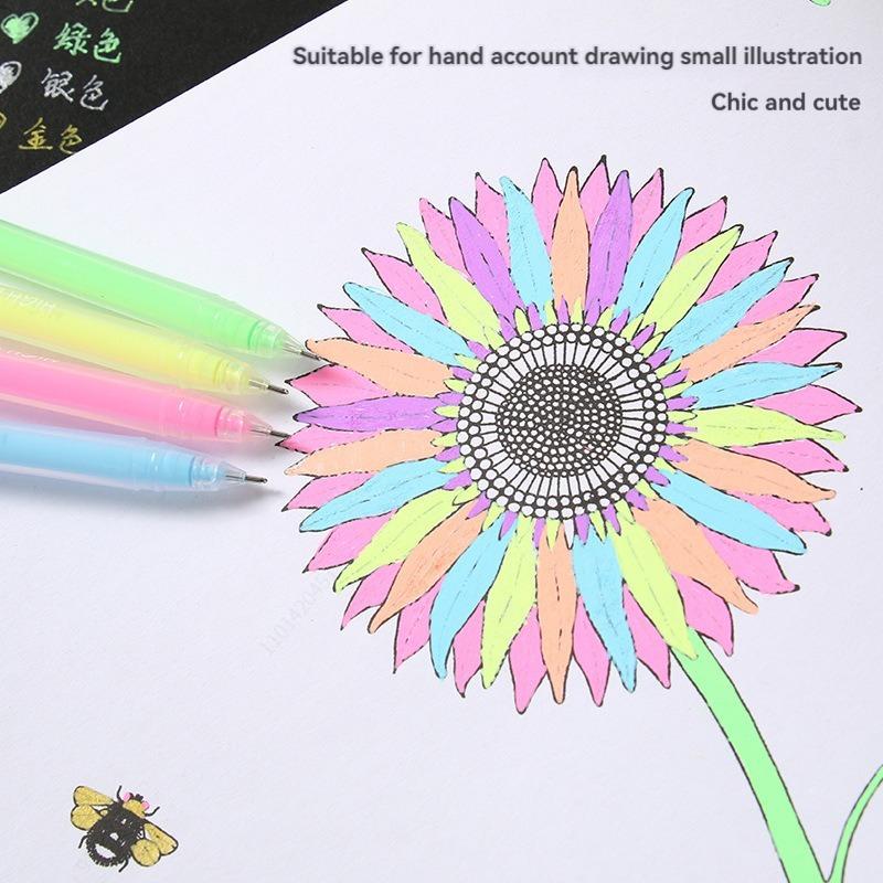 12 Pcs/set 0.6mm Highlight Paint Color Gel Pen Stationery Office Marker Pen for Kids Drawing Art Writing Supplies Color Ink
