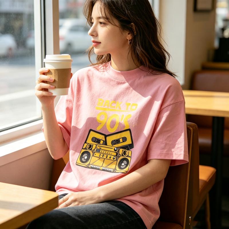 Back To 90s Retro Boombox Cassette Tape Graphic T Shirt Unisex Unisex Cotton Short Sleeve Tee Hip Hop Casual Summer Gift For 90s