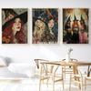 Witch Magical Art Print Witch with Full Moon Wall Decor Darkness Witches Painting Wall Decor Canvas Poster Dark Romantic Decor