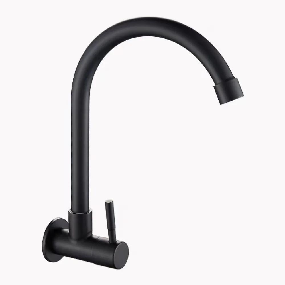Universal Plastic Kitchen Faucet Rotating Black Single Cold Water Taps Flexible Single Handle Water Tap Nozzle Bathroom Kitchen