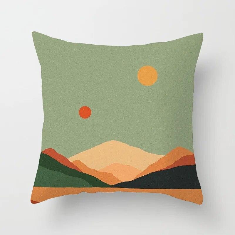 Hot Sale Modern Morandi Color Sofa Cushion Cover Home Nordic Abstract Mountain Moon Sun Geometric Pillow