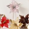 Sequins Christmas Poinsettia Glitter Flower 25cm Christmas Tree Ornaments  Holiday Festival Decor
