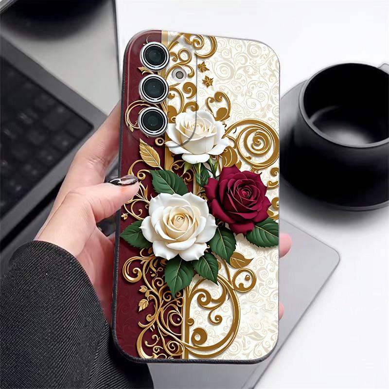 Custodia Pittura ad Olio Fiore per Samsung S26 S25 Ultra S24 FE S23 Plus S22 S21 A15 A16 A17 A35 A36 A37 A54 A55 A56 A57 5G Texture Pelle Cover Morbida