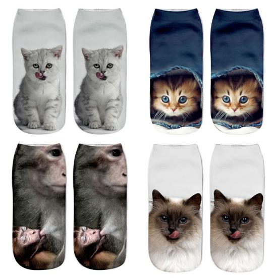 Women's Men's Fashion Animal Cute 3D Cat Printed Casual Soft Ankle Socks