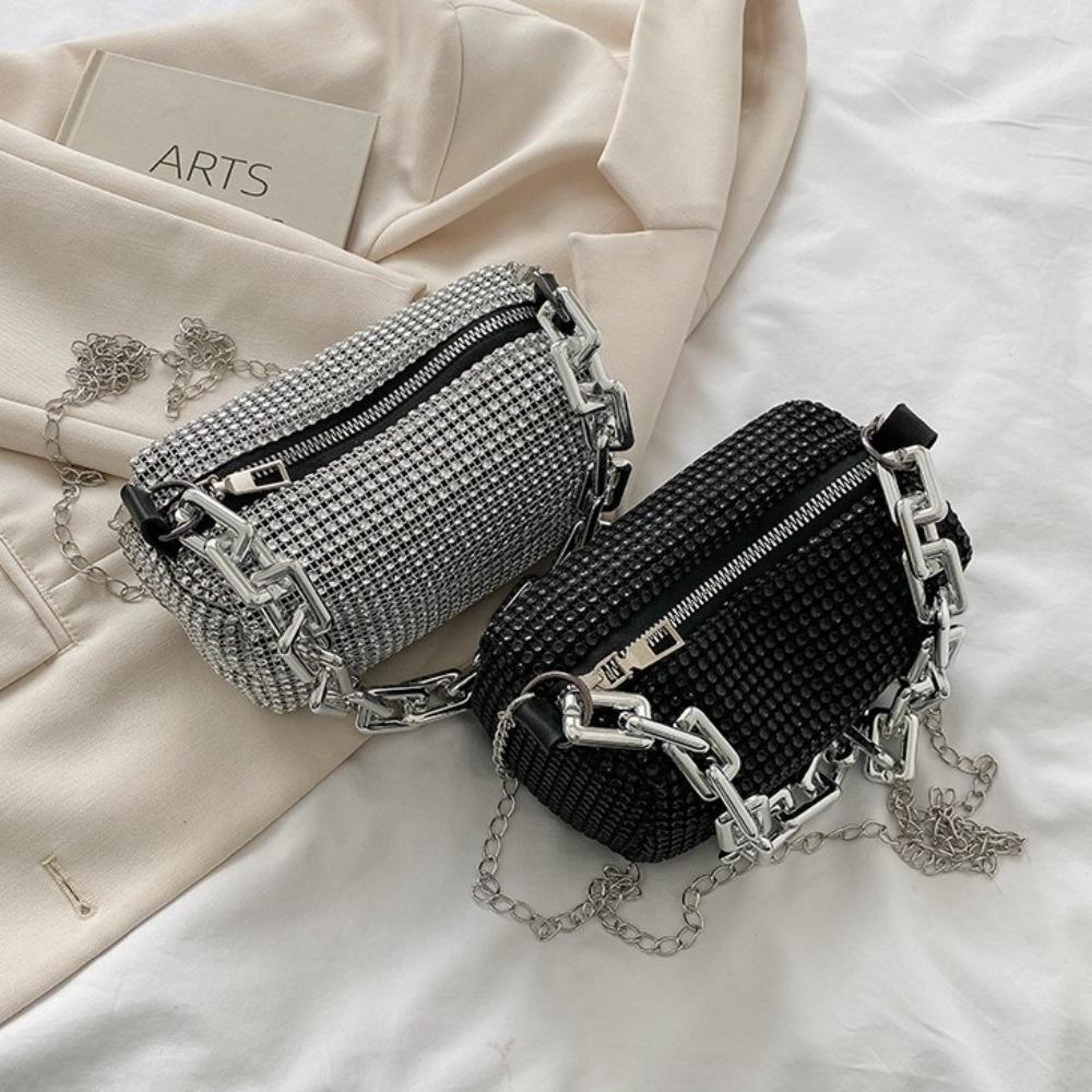 Large Capacity Small Square Bag Chain Women Shoulder Bag Classic Rhinestone Handbag  Girl