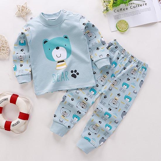 Pantaloni invernali per bambini a maniche lunghe o collo T-shirt Set pantaloni larghi casual da 2 pezzi in cotone con stampe di cartoni animati