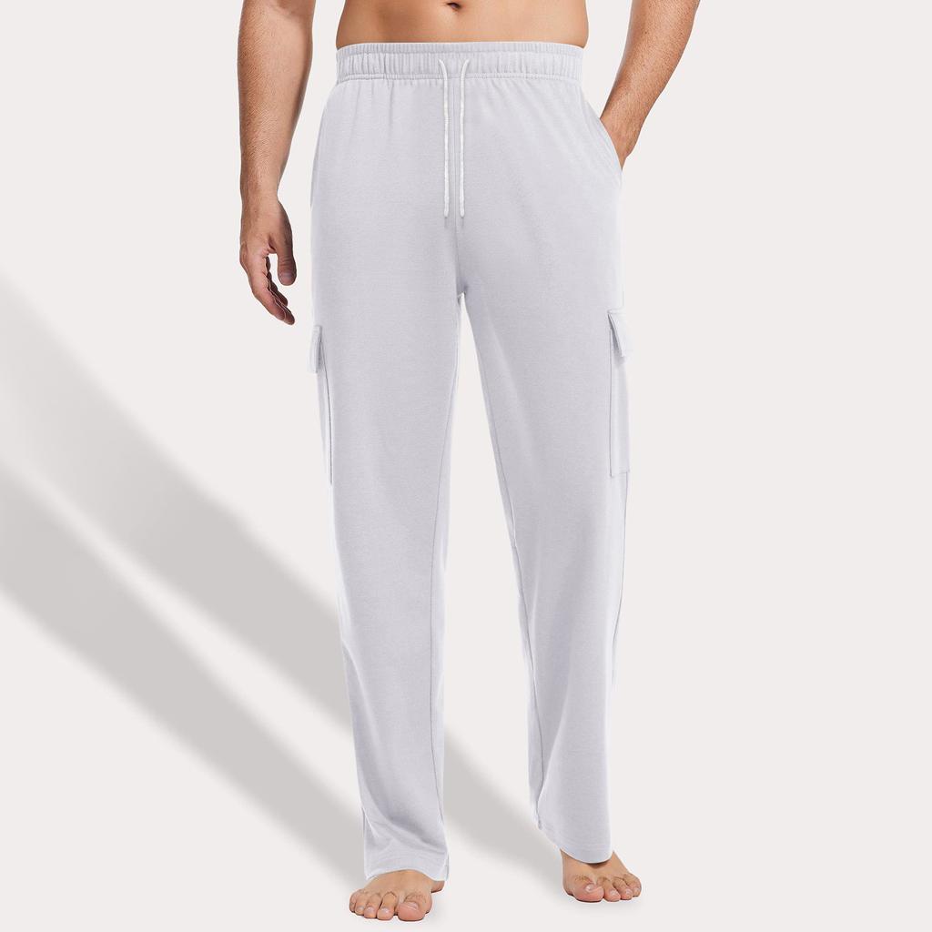 Men's Loose Casual Multi-pocket Work Pants, Youth Stretch Waist Drawstring  Pants