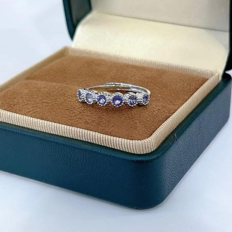 

SACE GEMS Сертифицированные кольца из стерлингового серебра 925 пробы с натуральным танзанитом 3 мм для женщин, помолвка, коктейльная вечеринка, изысканные ювелирные изделия, подарок Open синий