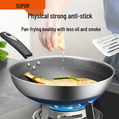 SUPOR 32cm Honeycomb Stainless Steel Non-stick Wok