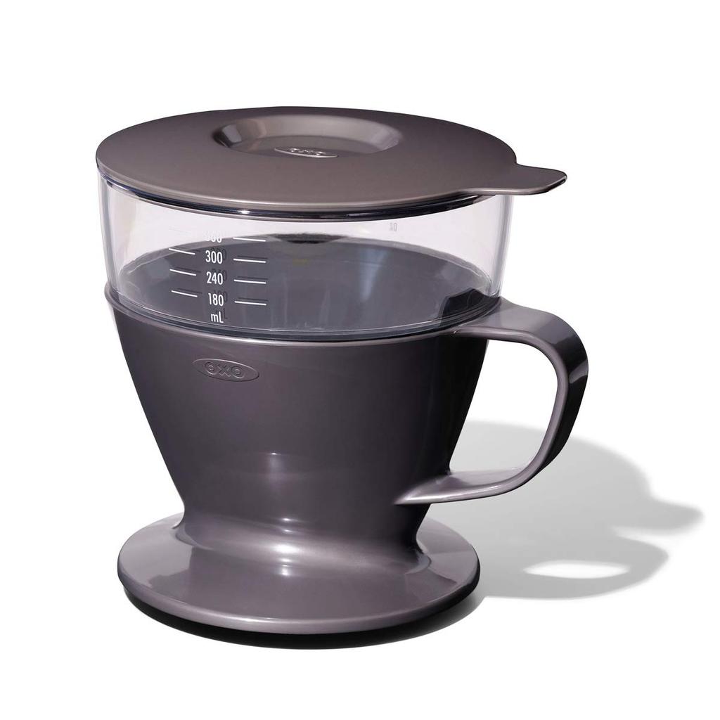 OXO Auto Drip Coffee Maker for Cups 360ml Charcoal Gray Trapezoidal Filter Dishwasher Safe Quick and Easy Coffee Dripper 1-2