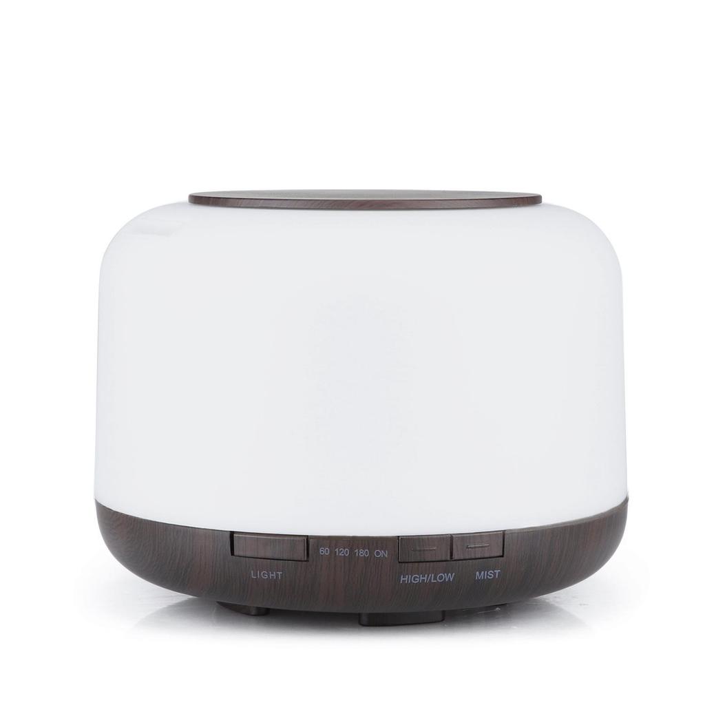 Muji Aroma Humidifier: 500ml Wood Grain Base with LED Seven-Color Night Light Diffuser for Home Use.