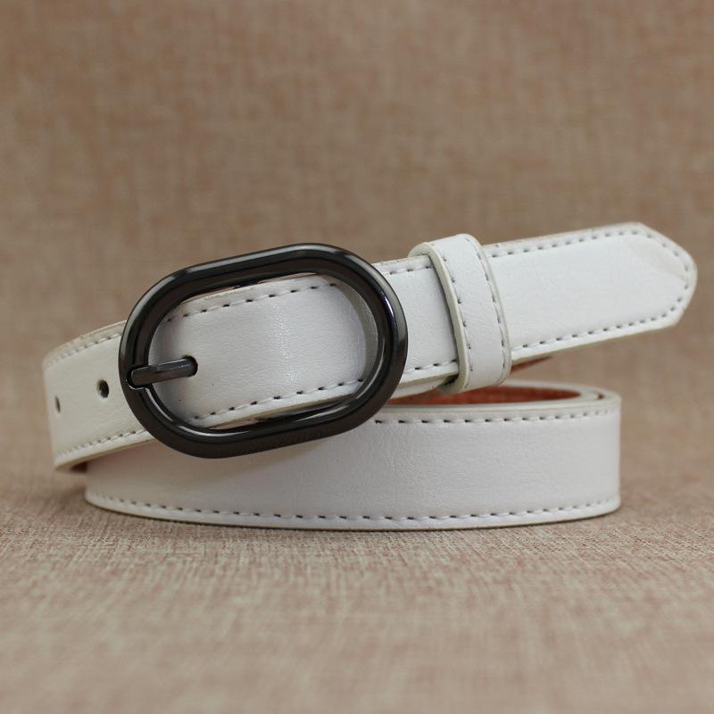 

Student Casual Bf Air Gun Black Round Sun Buckle Thin Belt Women S Decorative Belt білий