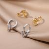 Hollow Zircon Heart Earrings For Women Stainless Steel Geometric Heart Shaped Earring Luxury Wedding Couple Jewelry Gift