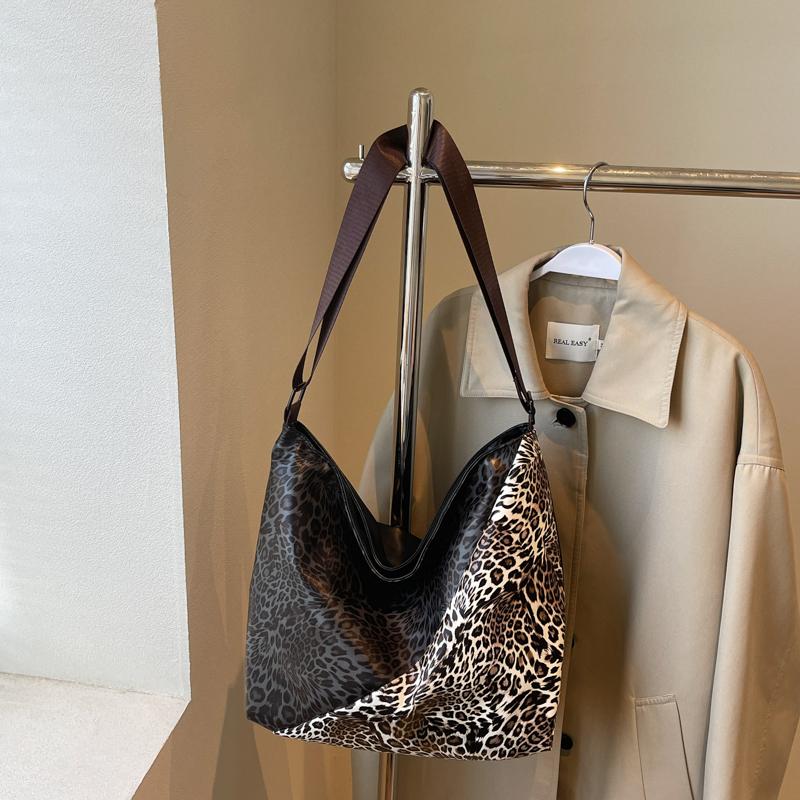 

Винтажная сумка через плечо с леопардовым принтом, большая вместительная сумка-тоут для женщин, сумка через плечо кофейный