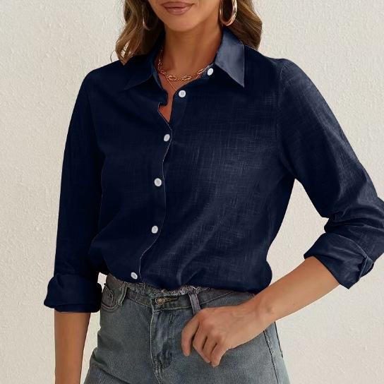 

New Shirt Solid Color Loose Top Long Sleeve Fashion Lapel Casual Women s Clothing 5XL