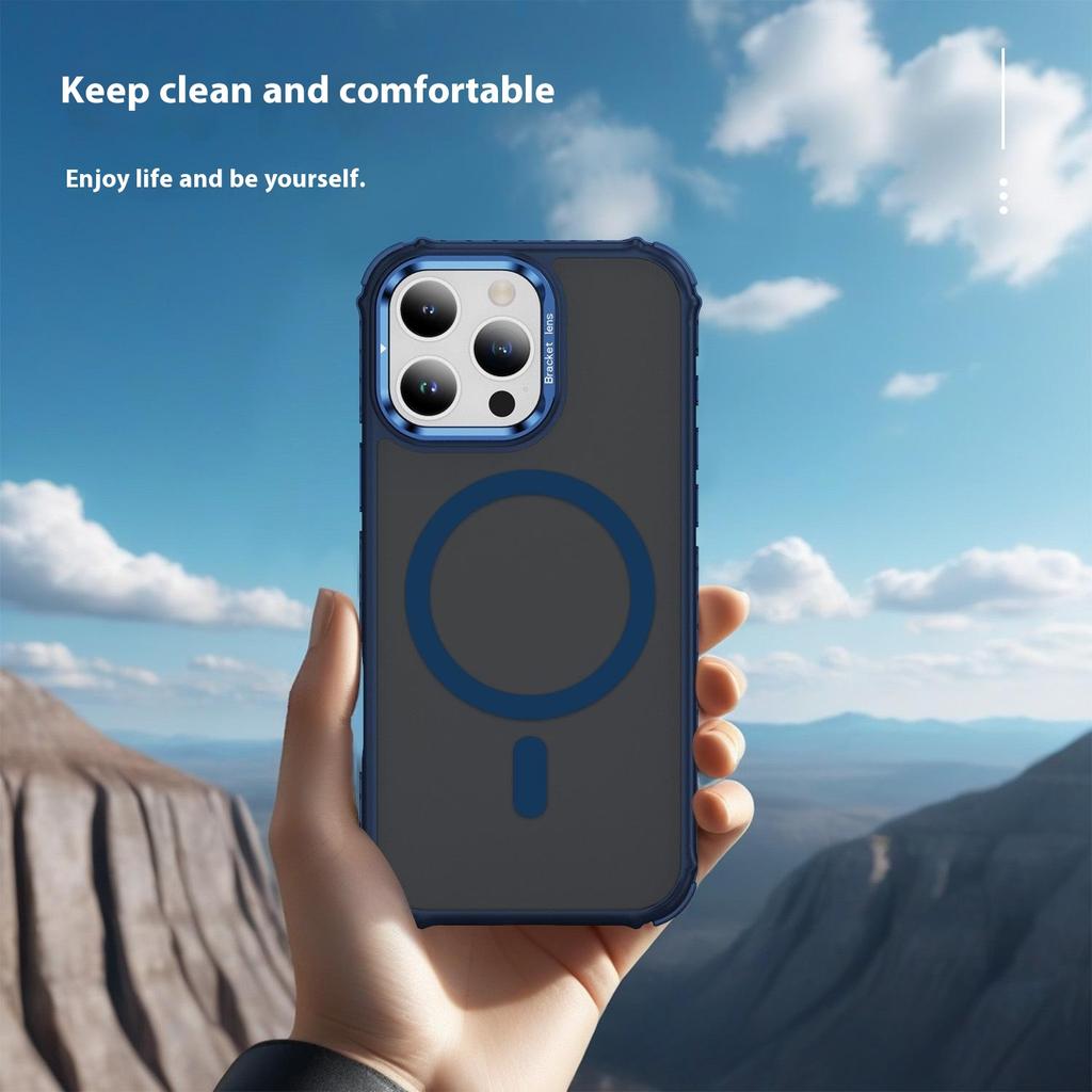 For iPhone 16 Pro Case with Lens Kickstand Matte Back Cover Compatible with MagSafe