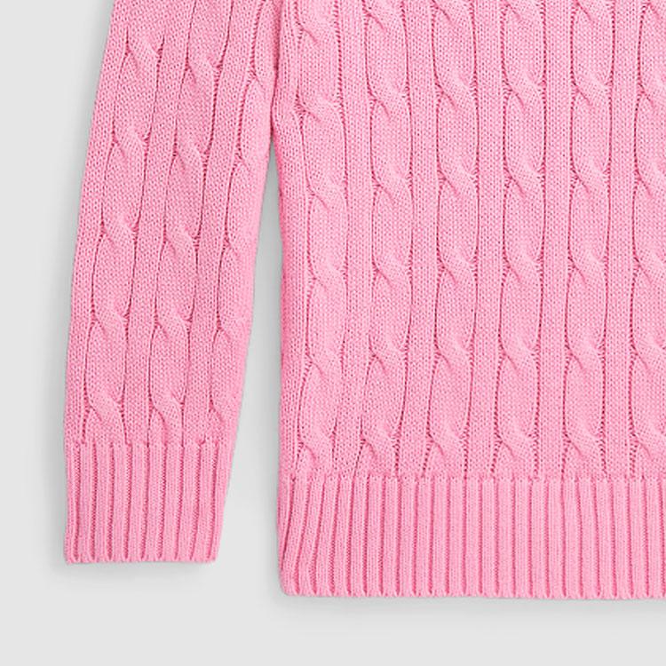 Polo Ralph Lauren SS24 Solid Logo Cable Knit Crewneck Sweater Kids Sweater Pink CWPOSWEB6820501-650