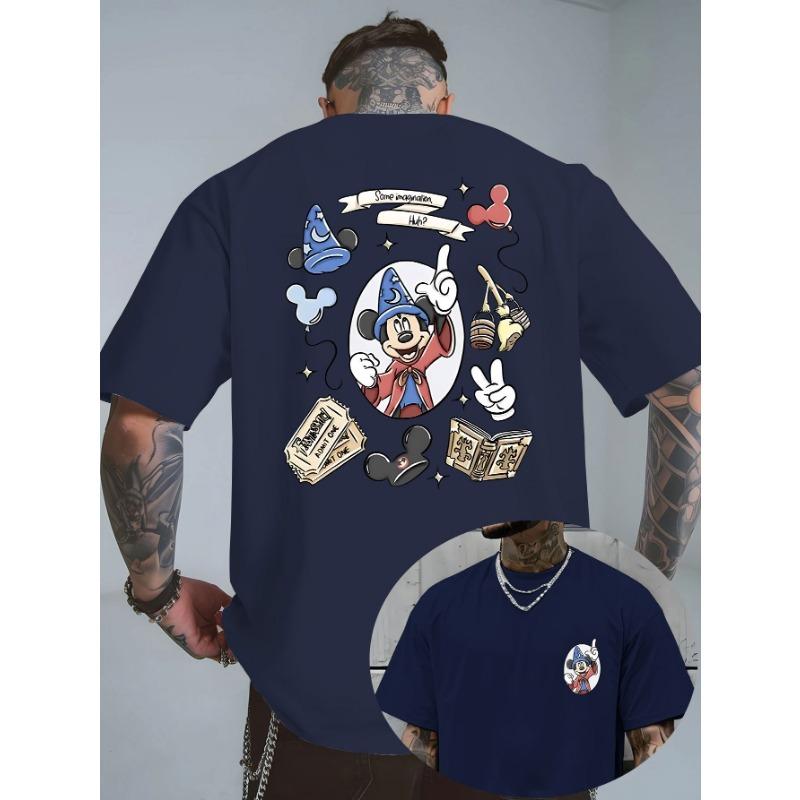 Summer Men's Disney Stitch Pattern T-Shirt Daily Leisure and Theme Activities Wear Unisex Cotton Short Sleeve Oversized
