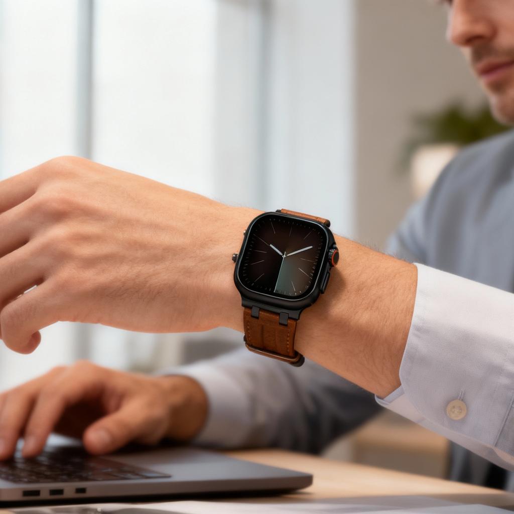 Leather Watch Band for Apple Watch Strap 49mm 46mm 45mm 44mm Luxury Man Bracelet for iWatch Ultra 3 Series 11 10 9 8 7 6 Se Band