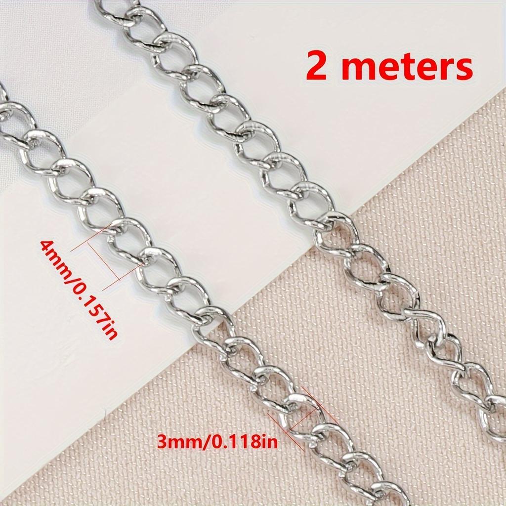 Stainless Steel Chain, 2/3/4mm Thick Twisted Link Chain for DIY Jewelry Making, Crafting Accessory, Pendants for Jewelry Making