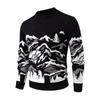 Men's Fashion Printed Sweater Knitted Cardigan Slim Fit Pullover Long Sleeve Sweater