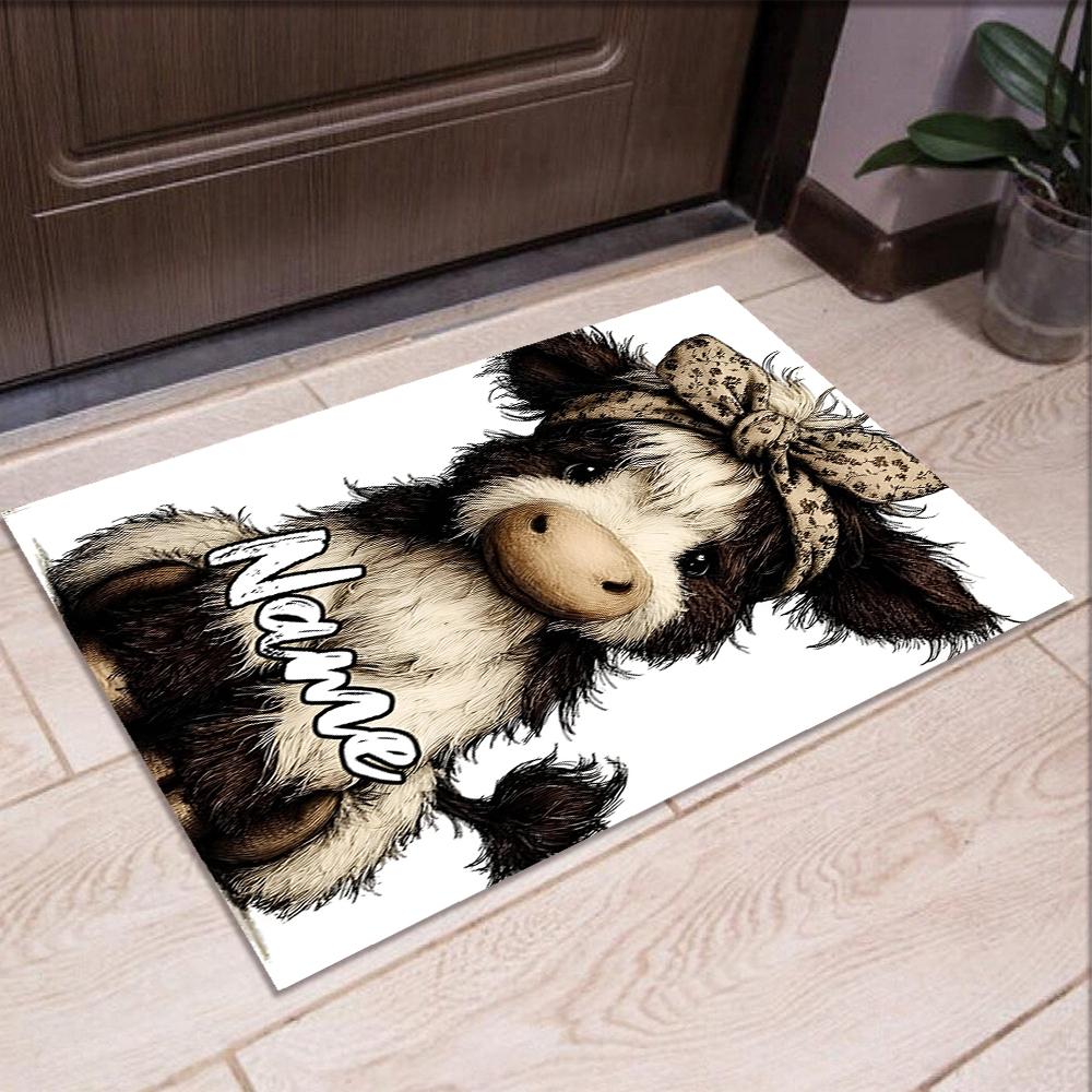 Custom Name Cow Printed Carpet,Rug for Office Chair Living Room Bedroom Kitchen Room Decor Gifts.