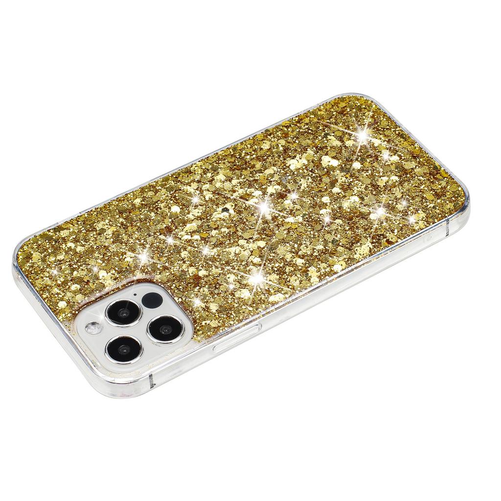 For iPhone 16 Pro Max Case TPU Drop Protection Epoxy Glittery Sequins Phone Cover