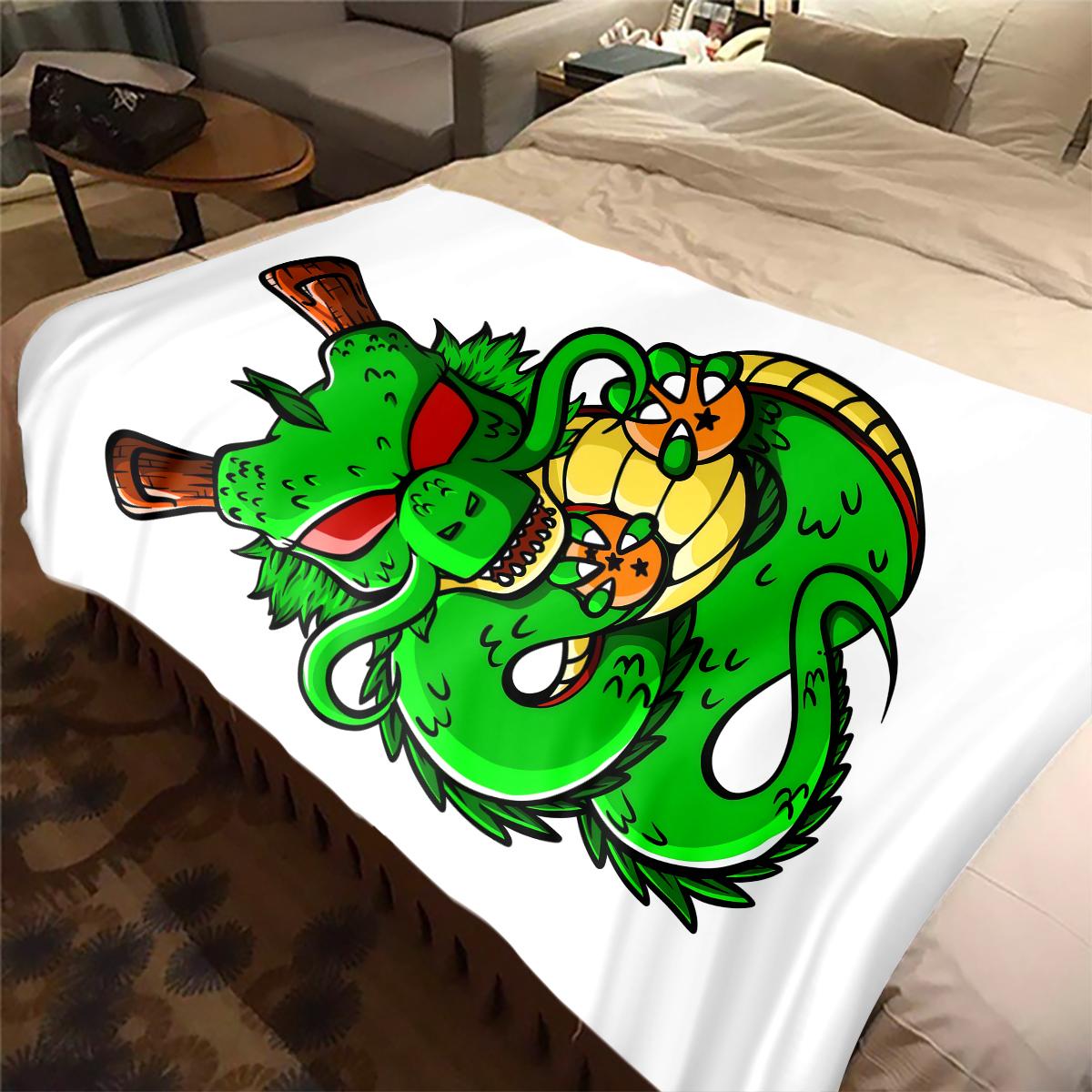 

1PC Shenron Print Flannel Blanket, High quality All Seasons, Home Decor, Warmth and Comfort, Perfect for Christmas Gifts 80cm x 120cm