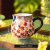 [Elegant Floral Ceramic Mug] 1pc Elegant Hand-Painted Floral Ceramic Mug - Microwave Safe, Insulated for Hot & Cold Drinks - Unique Coffee Accessory
