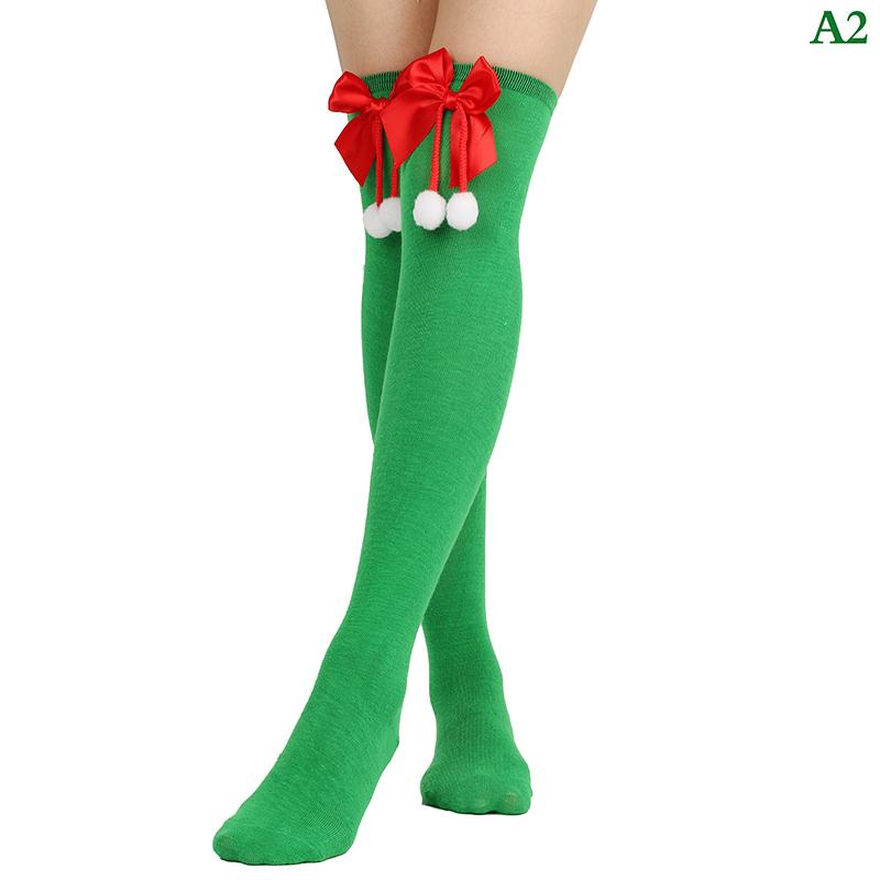 Christmas Ornaments Socks Striped Long Stockings Christmas Decorations High Socks for Girls Striped Knee Socks