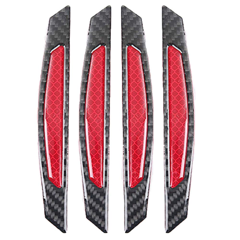 

ZYTC 4pcs 3D Super Red Reflective Sticker Black Real Carbon Fiber Strip Car Side чёрный