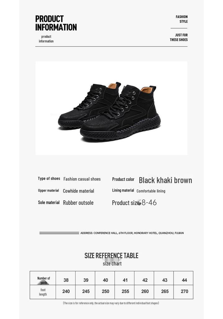Men's High-Top Lace-Up Martin Boots - Autumn Winter Style, Plus Size Casual Ankle Boots.