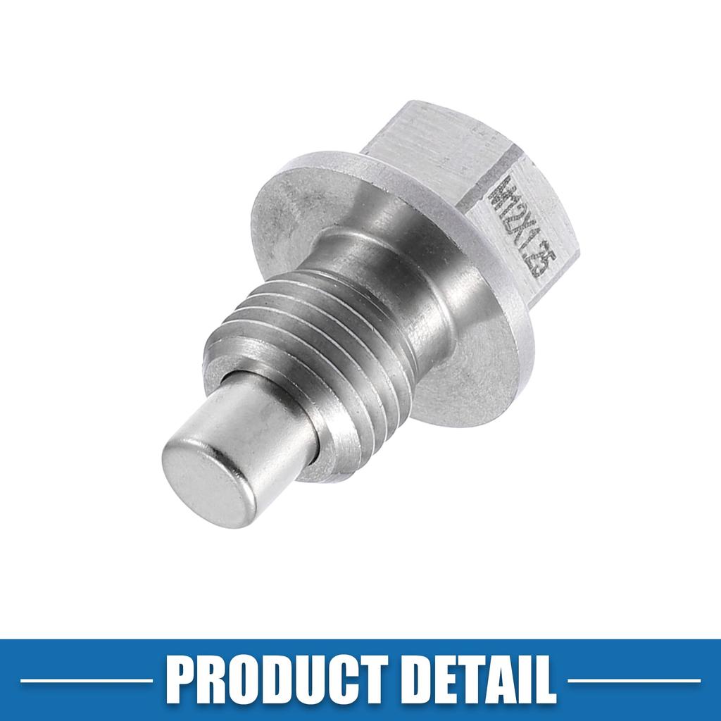 A ABSOPRO Car Engine Magnetic Drain Plug Stainless Steel with Copper Washers 2 Pack M12x1.25