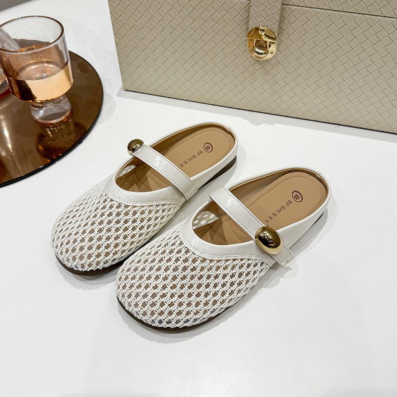 Fashion Women's Slippers Summer Hollow Breathable Half Slippers Fashion Lightweight Comfortable Casual Slip on Flat Bottom Mules Slides