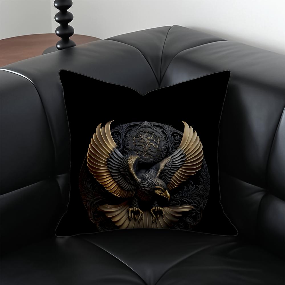 B-Black Gold Animal Pillow Luxury Decor Cushion Cushion Cover Pillow Case Anti-Dustmite Invisible Zipper Silky Plush Cushion