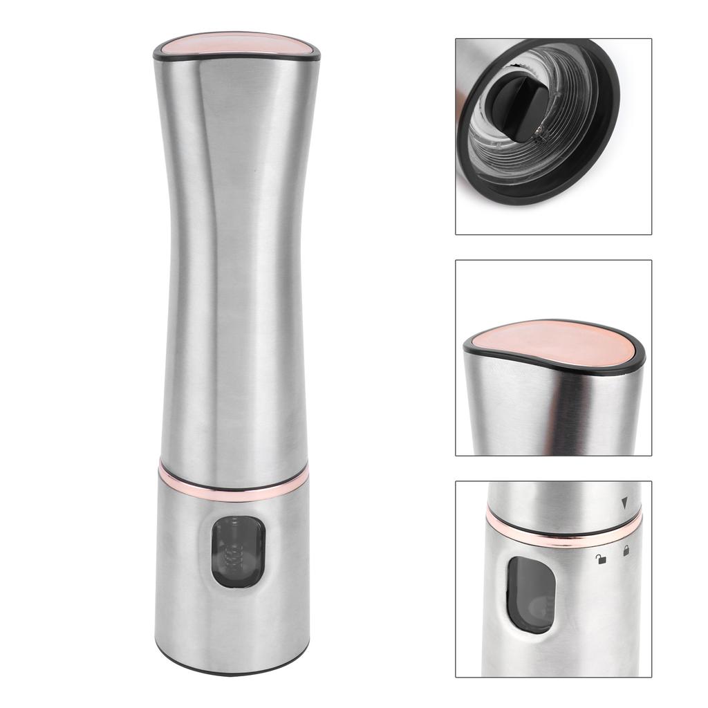 Salz- und Pfeffermühlen Edelstahlkörper Acryl Keramisches Mahlwerk Einstellbar Batterie