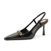 Fashion 2025 New French Patent Leather High Heels Pointed Toe Slim Stiletto Spring Summer Women Sandals Dress Shoes