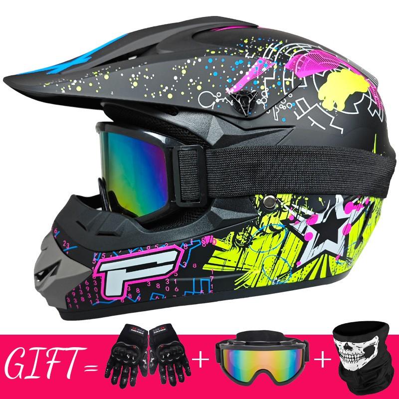 Full Face Mountain Bike Helmet With Goggles Gloves Mask Downhill MTB Trail Riding