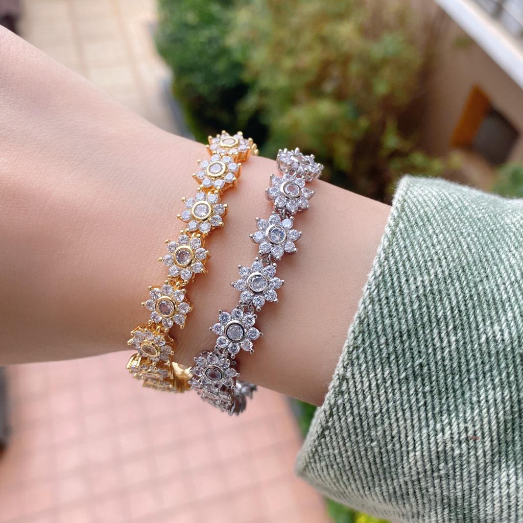 Европейский и американский новый модный тренд Аксессуары Женский креативный браслет Простой циркониевый французский браслет 2026 18CM белый