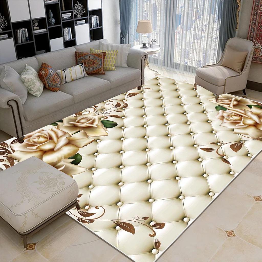 Modern Style Pink Rose Carpets Living Room Decoration Carpet Girl Bedroom Bedside Bay Window Non-slip Rug Washable Floor Mat