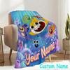 Custom Name Cartoon Shark Throw Blanket - Perfect for Couch, Bed, Office, and outdoor Travel - Ideal Gift for Christmas & Holidays