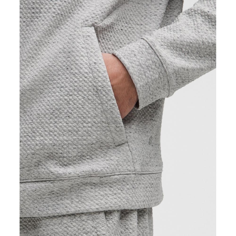 Lululemon Textured Double Knit Cotton Hoodie Heathered Melody Light Grey Black