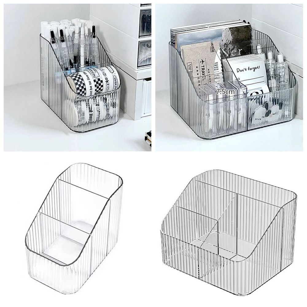 Multi-function Desktop Storage Box Transparent Cosmetics Organizer Box Makeup Brushes Holder