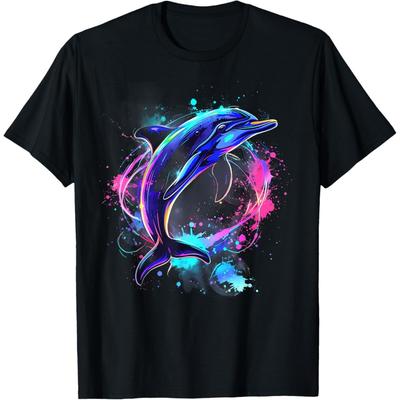 Dolphin Watercolor Sea Ocean Animal Ocean Sea Dolphin T-Shirt(1)