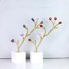 Natural Crystal Flower Metal Tree Golden Branches Crystal Sculpture Metal Figurine Marble Home Decoration Accessories